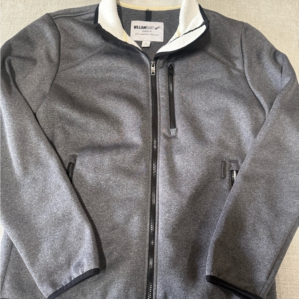 William Rast Men's Heather Gray Full-Zip Jacket with Chest Pocket